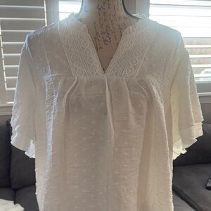 White Lace Trim Blouse